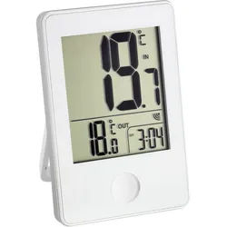 TFA Dostmann Raumthermometer Funk-Thermometer mit Uhr 30.3051.02