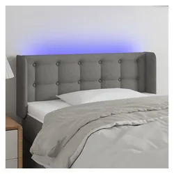 vidaXL Bett, LED Kopfteil Dunkelgrau 103x16x78/88 cm Stoff