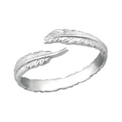 Order & Smile Schmuck Silberring Offener Ring Feder Silber 925 silberfarben 57