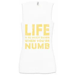 Urban Backwoods Tanktop Life Is So Much Easier When You Are Numb Ärmelloses Damen T-Shirt Mr. Robot Corp Allsafe Mountain weiß XL