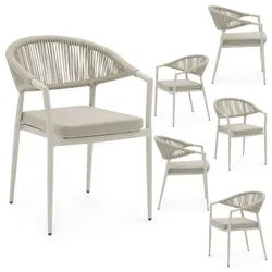 Idimex Gartenstühle Seli 6Er-Set , Creme , Textil , Mode , 57x79x60 cm , Gartenmöbel, Gartensessel, Gartenstühle