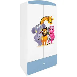 Raumhirsch Furniture Kinderkleiderschrank mit Tiermotiven - Kleiderschrank für Kinder (Kinderzimmerschrank für Jungen & Mädchen, Mit Ablagefächern & Kleiderstange) neutrale Motive, langlebig, verschiedene Farben & Designs blau
