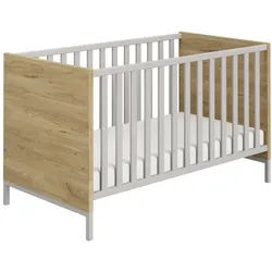 Paidi Gitterbett , Eichefarben, Hellgrau , Holzwerkstoff , 70x140 cm , Blauer Engel, Goldenes M , höhenverstellbar, Aufbauanleitung im Karton, Lattenrost inklusive, Schlupfsprossen , Baby & Kindermöbel, Babyzimmer, Babybetten, Gitterbetten