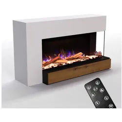 GLOW FIRE Elektrokamin Einstein 50 E-Motion 3D, Elektrischer Kamin mit 3D Feuer mit Heizung, täuschend echte Flamme mit Heizung, 3 Dekorationen