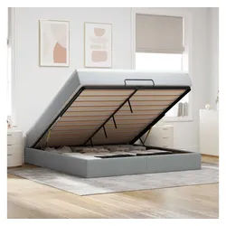 vidaXL Bett, Ottoman-Bett mit Matratze Hellgrau 180x200 cm Stoff