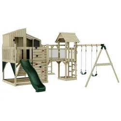OutdoorToys Spielturm Emma, aus Holz in Dunkelgrün mit Kinderschaukel & Rutsche grün