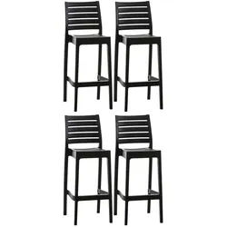 CLP Barhocker 4er Set Kunststoff schwarz , Schwarz , 45x105x51 cm , Esszimmer, Barmöbel, Barhocker