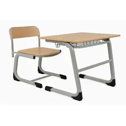 JVmoebel Schreibtisch Moderne Schulbank mit Stuhl klassisch stabil für Schule und Lernen, Made in Europa braun