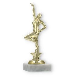 Pokal Kunststofffigur Jazz Dance gold auf weißem Marmorsockel 19,7cm