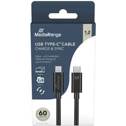 MediaRange MRCS213 USB Type-C® Lade- und Datenkabel, USB 3.0, 1.2m, schwarz