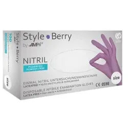 Style Berry Nitrilhandschuhe, puderfrei, lila, Stabile Einmalhandschuhe mit Fingerspitzentexturierung, 1 Packung = 100 Stück, Größe XL