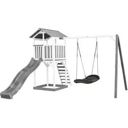 Ambia Garden Spielturm , Grau, Schwarz, Weiß , Holz, Kunststoff , 356.6x241.9x349 cm , EN 71, CE, FSC 100% , Freizeit & Co, Gartenspielzeug, Spieltürme
