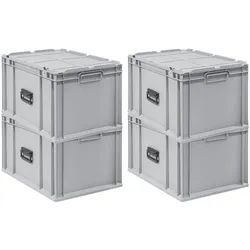 PROREGAL 4x Eurobox NextGen Portable | HxBxT 33,5x40x60cm | 65 Liter | Eurobehälter, Transportbox, Transportbehälter, Stapelbehälter