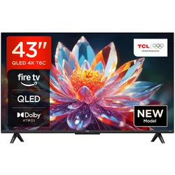 TCL 43T6C QLED-Fernseher (108 cm/43 Zoll, 4K Ultra HD, Fire TV, Fire TV / Smart TV, Dolby Vision HDR, Alexa, Triple-Tuner) schwarz