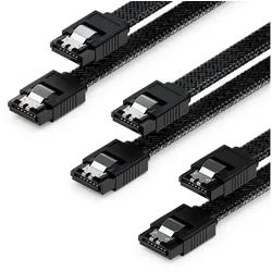 deleyCON deleyCON 3x 50cm SATA 3 Nylon Kabel HDD SSD 6Gbit/s 2 Stecker Gerade Computer-Kabel