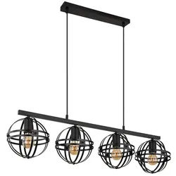 GLOBO LIGHTING Pendelleuchte, Leuchtmittel nicht inklusive, Pendellampe Wohnzimmerleuchte schwarz 4 Flammig Gitter-Optik H 120 cm schwarz