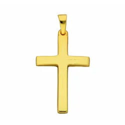 Kreuzkette ADELIA ́S "Halskette - Kreuzkette mit Kreuz Anhänger aus 585 Gold", gold, Halsketten, Damen, Gelbgold 585 Gold, Gelbgold 585, Gold, Kreuzkette, Schmuckset mit bis 45 cm stufenlos verstellbarer 925 Silber Halskette