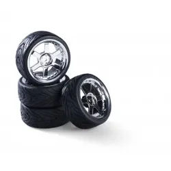 1:10 Räderset 5 Sp.-Design (4) schw./chr