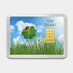 Goldbarren 1/10oz Viel Glück/Kleeblatt (Flip)
