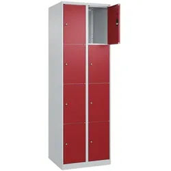 CP Schließfachschrank »Classic Plus Korpus lichtgrau« 2x4 Fächer rot, 60x185x50 cm