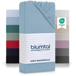 Blumtal Spannbettlaken 90/190/30 cm Blaugrau , Textil , Uni , 90x190 cm , Oeko-Tex® Standard 100 , Heimtextilien, Bettwäsche & Leintücher, Leintücher, Bettlaken