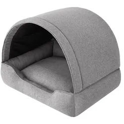 Bjird Hundehütte Tierhaus für kleine Hunde und Katzen, kratzfeste Hundehöhle und Hundebett in einem, made in EU grau 60x47