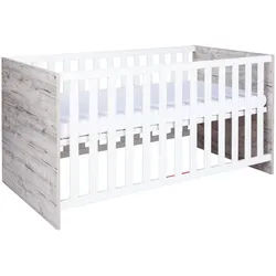 arthur berndt Babybett Bente 70 x 140 cm Weiß / Eiche , Weiß, Eichefarben , Holzwerkstoff, Holz , Echtholz , 70x140 cm , Blauer Engel, Hergestellt in Deutschland , Babymöbel & Kindermöbel, Babyzimmer, Babybetten, Gitterbetten