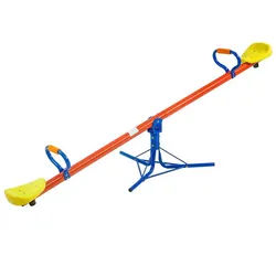 Spielwerk Einzelschaukel Wippe, für Kinder 70kg max 360° Drehbar Haltegriffe Gartenwippe Kinderwippe bunt