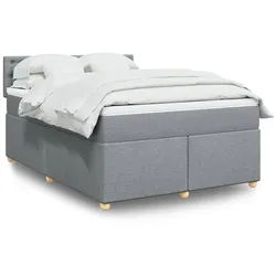 vidaXL Boxspringbett, Boxspringbett mit Matratze Hellgrau 160x200 cm Stoff