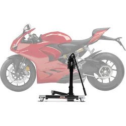 Zentralständer EVOLIFT® für Ducati Panigale V2 20-24 Black Ops Edition (Grundfarbe: Schwarz) 2-Pin-Lösung Mit Werkstattmatte Ohne Ohne