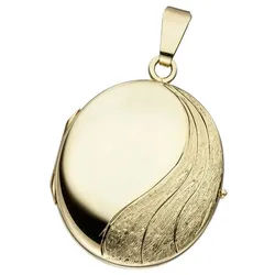 JOBO Medallionanhänger Anhänger Medaillon oval, 585 Gold gelb|goldfarben
