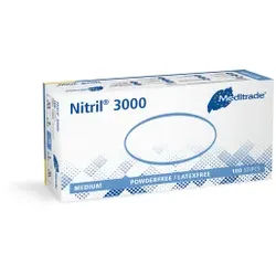 Meditrade Nitril® 3000 Untersuchungshandschuh, Puderfreier und unsteriler Nitrilhandschuh, 1 Karton = 10 Packungen à 100 Stück, Größe M