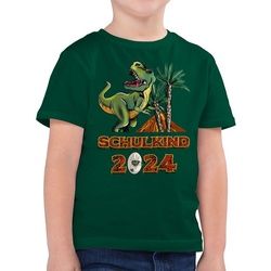 Shirtracer T-Shirt Schulkind 2024 T-Rex Dino Dinosaurier Einschulung Junge Schulanfang Geschenke grün 104 (3/4 Jahre)