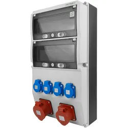 Baustromverteiler 16A 32A CEE 4x230V typ E Stromverteiler mit 26 Module Revisionsfenster Doktorvolt DV-5312-F