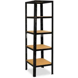 shelfplaza BLACK 200x50x50 cm Schwerlastregal in schwarz mit 5 Böden und 175 kg Traglast pro Boden