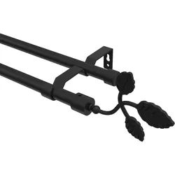 GARDINENSTANGE Olymp Alessia 240 cm (geteilt in 2 x 120 cm), 2-läufig (ohne Ringe), 16 mm Ø Schwarz