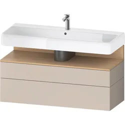 Duravit Qatego Waschtischunterbau, 1 Auszug und 1 Schublade, 1190x470x590mm, Nische Eiche Natur, QA4396030910010, Farbe: Taupe Matt/mit Nischenbeleuchtung