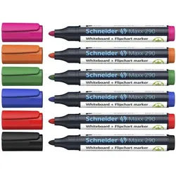 Schneider 6er-Etui Whiteboard- und Flipchartmarker »Maxx 290« blau
