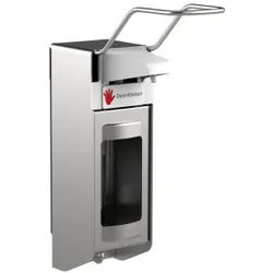 Desinfektionsmittelspender UNI-PRO 05K LEV, Kunststoffpumpe, Seifen- und Desinfektionsspender ideal für die hygienische Ellbogenbetätigung, Edelstahl-Gehäuse, gebürstet, 500 ml, langer Hebel
