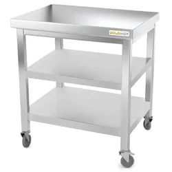 Arbeitstisch aus Edelstahl 600 x 600 mm mit 2 Regalen auf Rollen PREMIUM / GOLDINOX