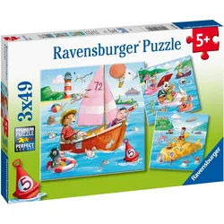 Ravensburger Puzzle 3 x 49 Teile Kinder Puzzle Auf dem Wasser 05720, 49 Puzzleteile