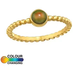 Order & Smile Schmuck Solitärring Stimmungsring Silber 925 Mood Ring gold goldfarben 57