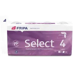 Fripa Select Toilettenpapier, 4-lagig, 100 % Zellstoff, 1 Paket = 6 Packungen à 8 x 160 Blatt