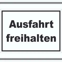 HB-Druck Ausfahrt freihalten Schild schwarz-weiß A1 Rückseite selbstklebend