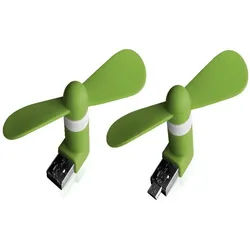 XLAYER Mini USB-Ventilator Ventilator XLayer Colour Line Mini Fan 2-in-1 Micro USB & USB grün