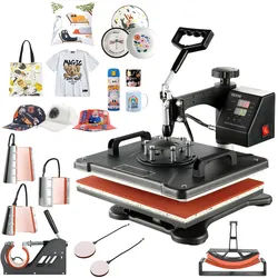 VEVOR Transferpresse 8 in 1 Heißpresse Maschine 38 x 30 cm T-Shirt Presse Maschine Hitzepresse Maschine DIY Heißpresse mit Digitaler LED-Temperatur