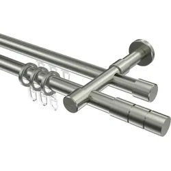 GARDINENSTANGE RUNDROHR-INNENLAUF Prestige Elanto 160 cm, 2-läufig, 20 mm Ø Edelstahl-Optik