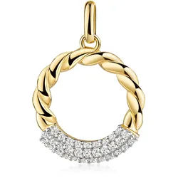 Kettenanhänger FIRETTI "Schmuck Geschenk Gold 333 Halsschmuck Anhänger Kreis rund Kordel", gelbgoldfarben, weißgoldfarben, kristallweiß, kristallweiß, Schmuckanhänger, Damen, Gelbgold 333, 1,31 g, Kettenanhänger, mit Zirkonia (synth.)