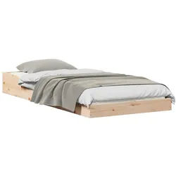 vidaXL Bett Bettrahmen Braun 90 x 210 cm Massives Kiefernholz (1-tlg) beige
