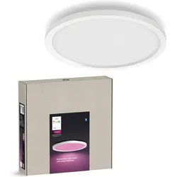 Philips Hue LED Panel White & Color Ambiance Surimu, rund, Abschaltautomatik, Bluetooth, CCT - über Fernbedienung, Dimmfunktion, Einschlafhilfe, Farbsteuerung, Farbwechsel, Memory, nach Trennung vom Netz, Nachtlichtfunktion, RGB, Smart Home, Timerfunktion, Weckerfunktion, dimmbar über Fernbedienung, mehrere Helligkeitsstufen, LED fest integriert, Farbwechsler, RGB, warmweiß - kaltweiß, Steuerbar per App und Stimme, Smart Home fähig, Farbfähig und Weißtöne weiß